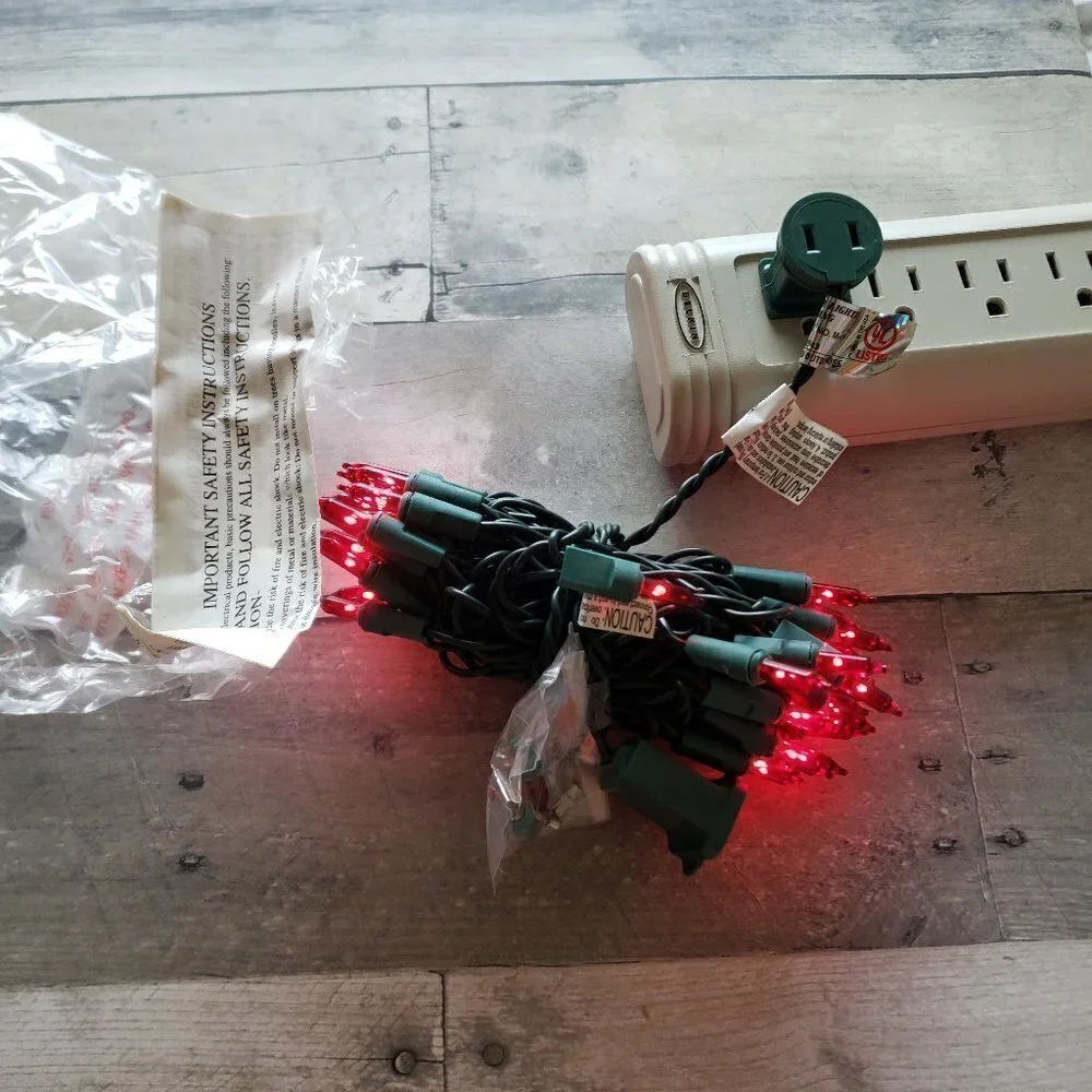 Unused Red Fairy Light String end to end